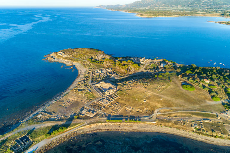 Pula, sito archeologico di Nora, vista aerea. Foto di Alessandro Addis.